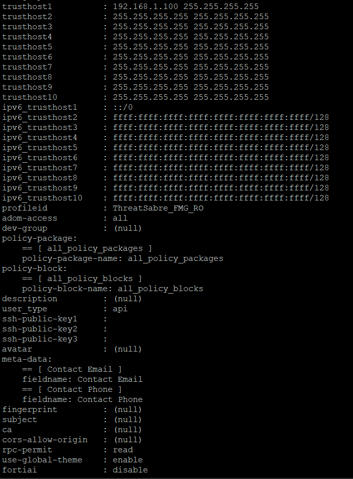 FortiManager Admin User (CLI)