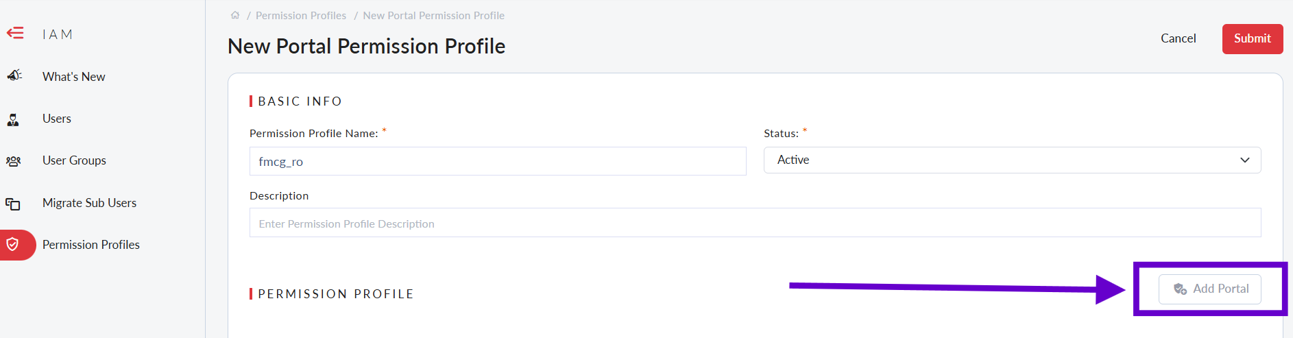 FortiCloud IAM create profile