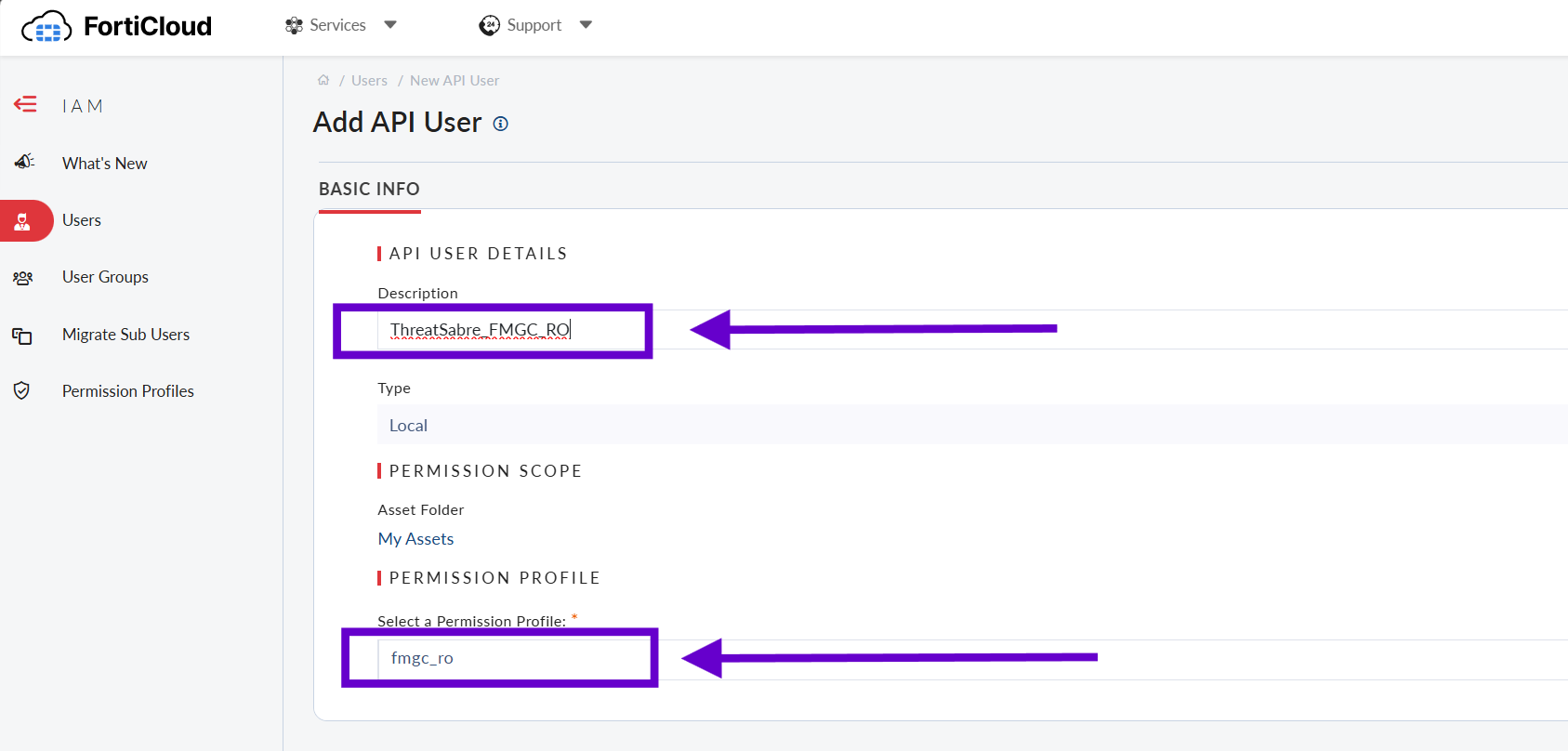 FortiCloud IAM user